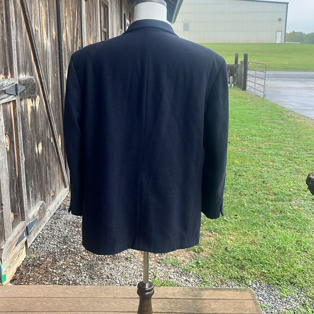 Vintage Oscar De La Renta menswear CASHMERE blend sports coat dark NAVY size 44R - Picture 6 of 9